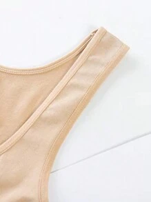Women's Solid Color Spaghetti Strap Sleeveless Bodycon Mini Dress, Summer - Apricot - View 5
