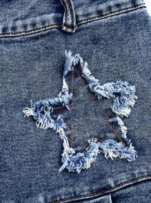 SHEIN ICON 女式休闲牛仔迷你裙，带荷叶边下摆