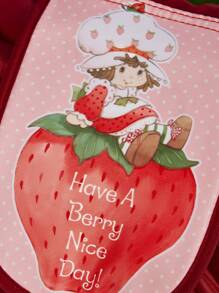 Strawberry Shortcake X SHEIN 1 Pc Cartoon Character & Strawberry Pattern Cosmetic Bag,Gift Ideas - Red - View 3