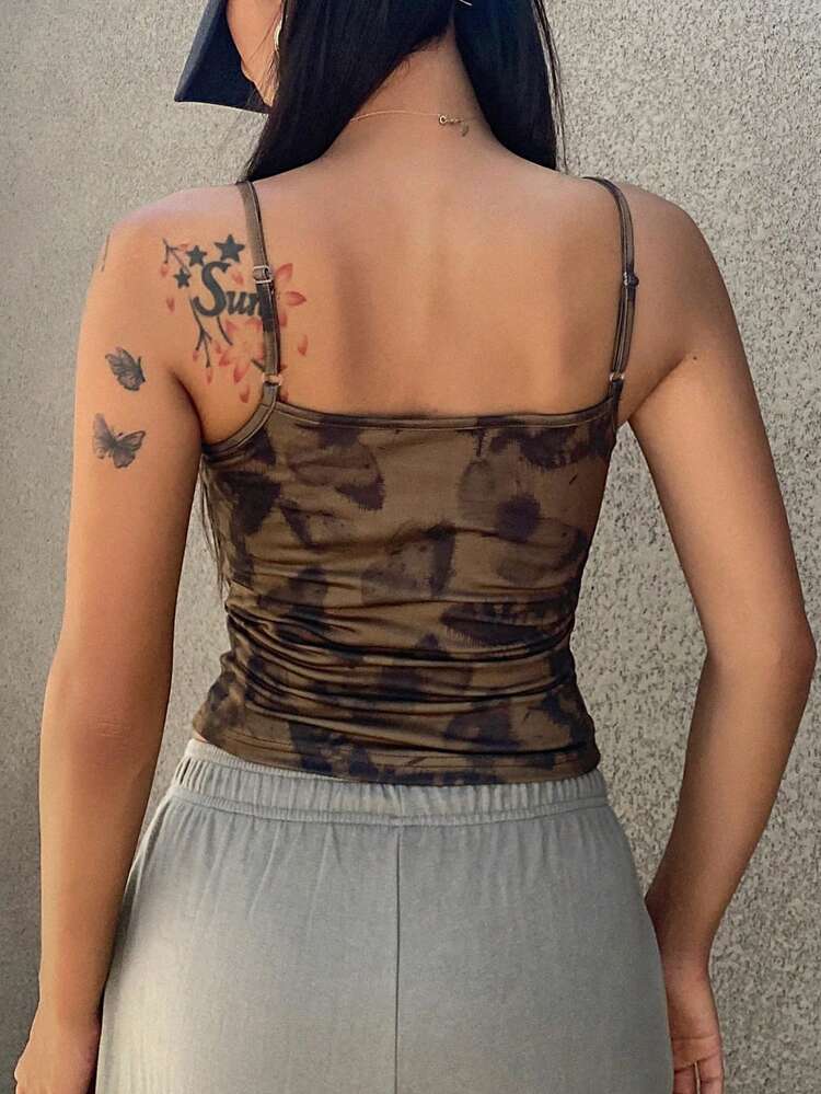 Floral Pattern Sleeveless Drawstring Cami Tank Top For Women,Fall Clothes