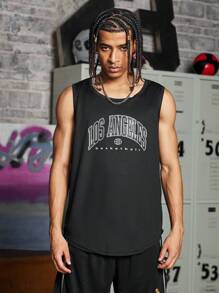 Sport MetroGents Boyfriend Style Men Letter Graphic Sports Tank Top Workout Tops Tank Top Pack - Black - View 3