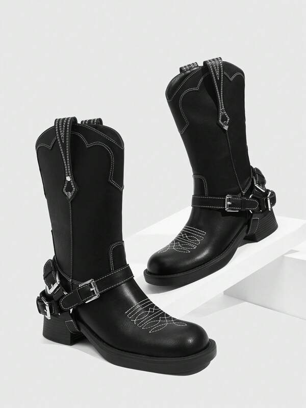 Sugerpunk Women's Stylish Mid-Calf Boots Suitable For Daily Wear Christmas Gothic Halloween