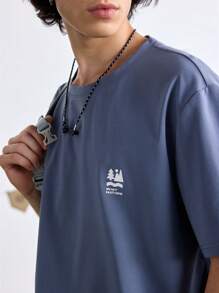 In My Nature 男士夏季休闲短袖户外T恤校园 - 霧霾藍 - 查看 3