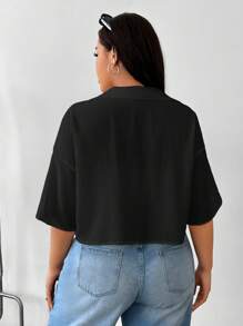 Comfortcana Áo sơ mi ngắn màu đen cỡ lớn cho nữ - màu đen - Xem 6