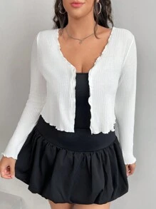 SHEIN EZwear Camiseta de manga corta con botones delanteros blancos para mujer talla grande, primavera/verano - Blanco - Ver 3