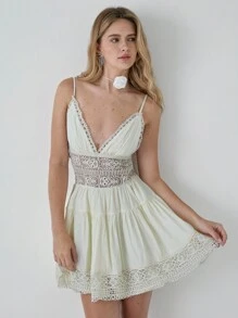 Enchnt Women's Solid Simple Everyday Cutout Sexy Backless Slip Dress - Yellow - View 6