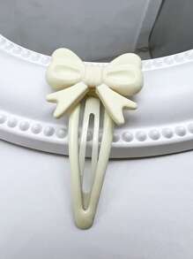 ROMWE 4pcs Kawaii Pink & White Resin Bow Hair Clips, Suitable For Holidays, Gifts And Daily Wear, Back To School Valentines Claw Clips Hair Claws Hair Barrettes