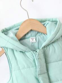 SHEIN Young Boy's Mid-Length Hooded Zip-Up Pocket Padded Coat, Suitable For Autumn & Winter, Comfortable Warm Material, Streetwear Stylish Design - Baby Blue - View 8
