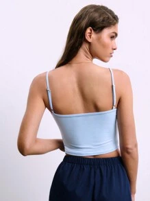 SHEIN Unity Top tipo camiseta slim fit con bloque de color, decorado con lazo de encaje