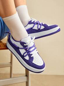 CUCCOO EASI New Style Women's Chunky Sneakers, 2024 Spring Fashionable Thick-Soled Sports Shoes, Versatile Casual Shoes For Women Trainers - Purple - View 2