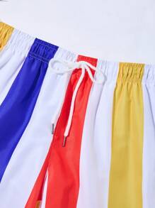 Manfinity Men's Drawstring Stripe Design Fashion Suitable For Holiday Beach Pants - Multicolor - View 3
