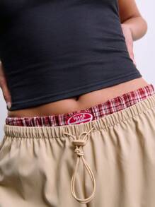 Casual Low Waisted Drawstring Pleated Straight Cargo Pants Fall Cloth For Women