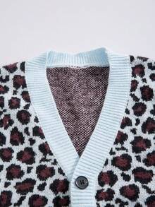 ROMWE MEN Street Life Men's V-Neck Leopard Print Sleeveless Buttoned Cardigan, Wild Fashionable Personalized Design - Blue - View 7