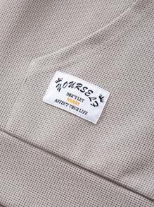Manfinity Roghcode 男士华夫格印花连帽卫衣 长袖卫衣 - 灰色 - 查看 4