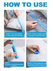 1PC Vacuum Compression Zipper Storage Bags,Storage Containers, Storage Bags.School Bag,Vacuum Compression Bag [Pump Not Included] For Clothes, Quilts, Cabinet,Dolls, Girls Toys Storage-Saves 80% Space, Travel Storage Bag (5 Sizes Available) Decorations Autumn Decor Festival Decor Room Decor Home Decor Fall Decor Bedroom Decor Christmas For Holiday Gift Giving - Blue and White - View 9