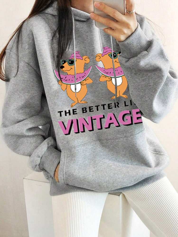 Women's Loose Casual Printed Hoodie For Daily Wear , Women Hoodie Sweatshirt,Fall Clothes