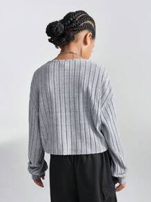SHEIN Ubrania dla dziewcząt w wieku szkolnym Piłka nożna Siatkówka Jesień Gery Swetry Intage T Shirt Pierwszy dzień szkoły Ubrania Święto Dziękczynienia Halloween Kostiumy świąteczne Wiosna/Jesień/Zima