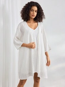 Ocili 女士中长条纹长袍，休闲居家