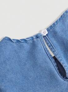 SHEIN Top de Denim Azul para Meninas Jovens