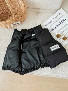 Young Girl Woven Solid Stand Collar Fitted Casual Padded Coat