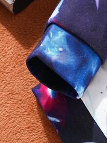 Boys' 3D Lion Rendering Printed Zippered Hooded Jacket Street Fashion Jacket - Blue and White - View 6