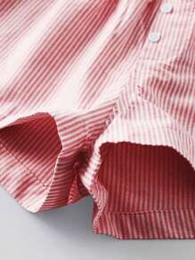 SHEIN EZwear Drawstring Striped Print Women's Casual Shorts, Summer