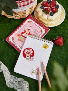 Strawberry Shortcake X SHEIN 1pc Cartoon Character And Strawberry & Lace Pattern Notebook,Suitable For Men, Women, StudentsGift Ideas