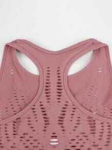 SHEIN Sports Plus Size Seamless Hollow Breathable Sports Top - Multicolor - View 7