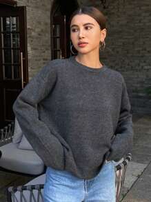 DAZY Casual Round Neck Women Knitted Sweater