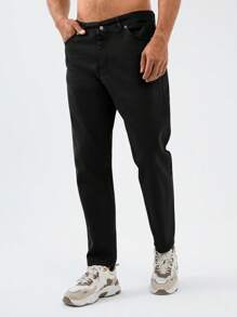 RueChic Men Solid Slant Pocket Jeans - Black - View 5