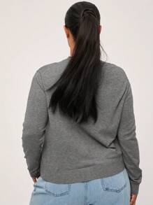 SHEIN BASICS Plain Casual Long Sleeve Plus Size Cardigan In Fall/Winter