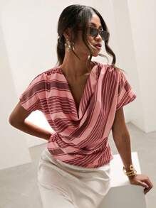 COSMINA 女式短袖垂领格子休闲上衣 - 彩色 - 查看 4