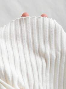 Sweetra Women's Solid Color Minimalist Off-Shoulder Knit Top - White - View 6