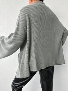 EURMUSE Áo len cardigan dài tay màu trơn có nút phía trước dành cho nữ - Xám - Xem 2