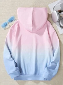 少女休闲时尚街头风字母印花卫衣，带保暖内衬 - 彩色 - 查看 2
