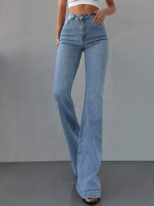 EURMUSE Slim Fit Flared Jeans - Light Wash - View 3