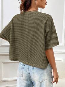 SHEIN EZwear Army Green Loose Knit T-Shirt For Women