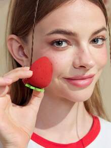 Strawberry Shortcake X SHEIN 2 Pcs Cartoon & Strawberry Makeup Sponge Set (Including Packaging),Gift Ideas - Multicolor - View 7