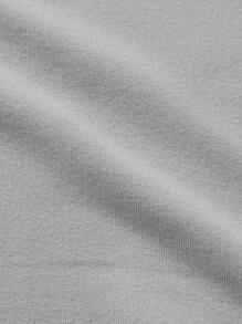 EURMUSE Men's Drop Shoulder Letter Patch Fleece Pullover Sweatshirt - Light Grey - View 8