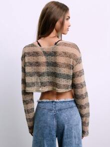 SHEIN Unity Áo crop top dài tay móc - Nhiều màu - Xem 2