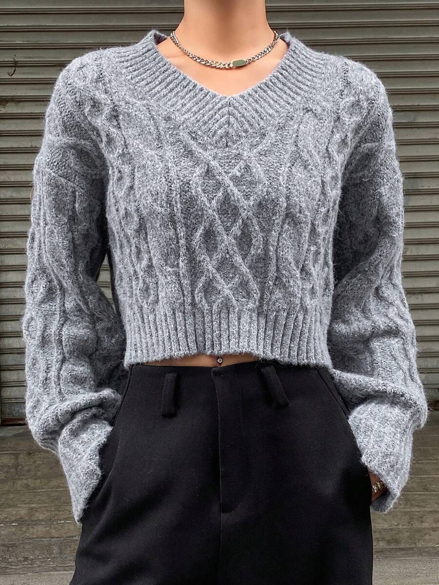 DAZY Basic Crewneck Casual Sweater For Women,Fall Clothes - Grey - View 1