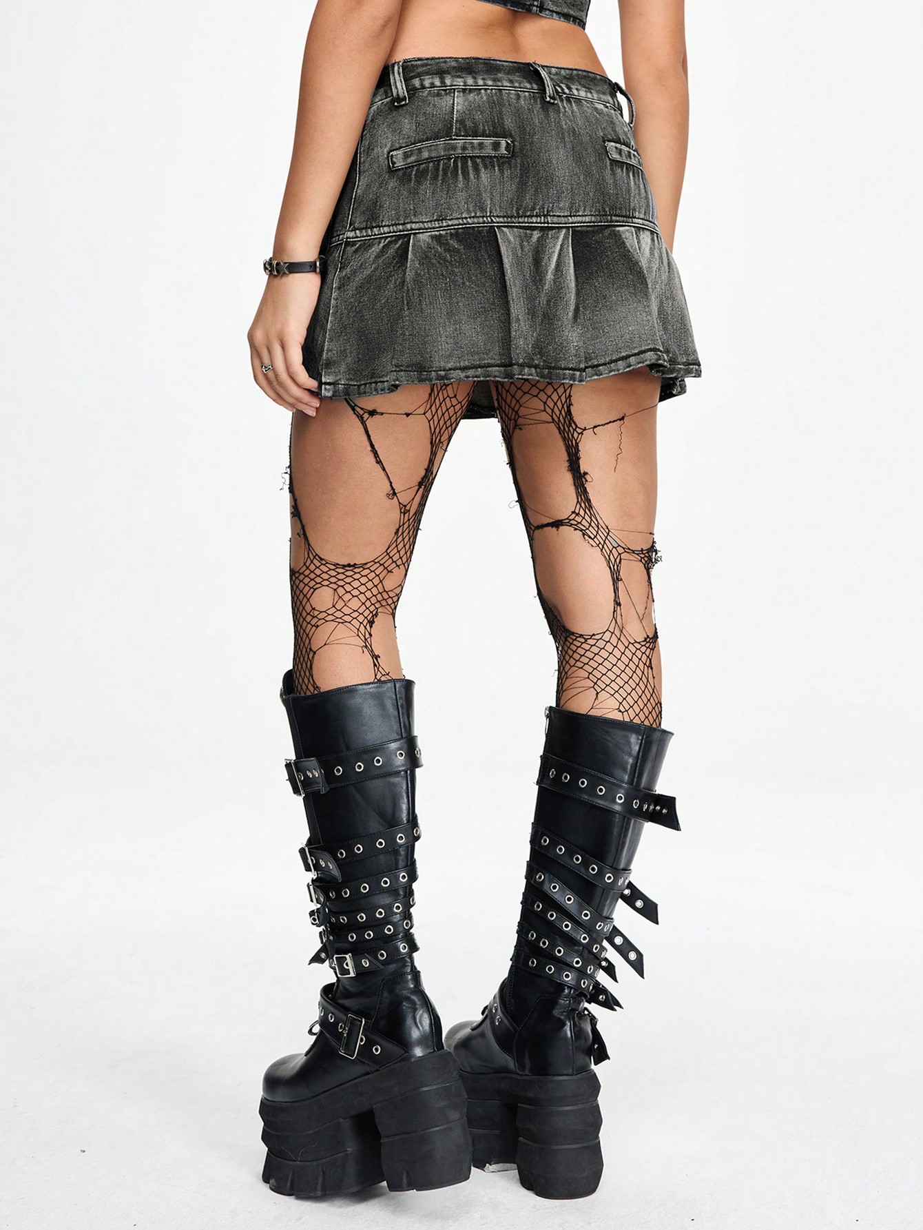 Our Grunge Punk Women Sexy Vintage Washed Mini Denim Skirt