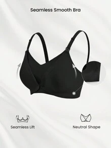 GLOWMODE Everyday Button Nursing Maternity Bra Adjustable Anti-Spill Light Support Daily - Black - View 4