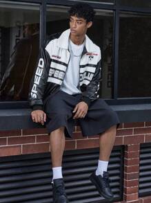 Motocross Jacket In Black - Black and White - View 4