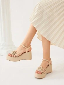 CUCCOO CHICEST Comfortable Round-Toe Floral Women's Wedge Sandals With Thick Soles Halloween