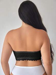 1pc Front Closure Lace Plus Size Underwire Bra, Lingerie - Black - View 2