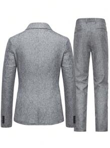 Manfinity Mode Hombres Pantalones con blazer con botón - Gris - Ver 2