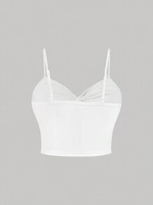 SHEIN MOD Plus Size Women Romantic Ruffled Strappy Sleeveless Top, White - White - View 2