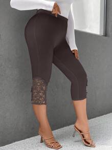 EMERY ROSE Leggings de talla grande con parches de encaje de unicolor