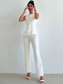 Firerie 优雅无袖背心和长裤女士套装两件套，非常适合通勤